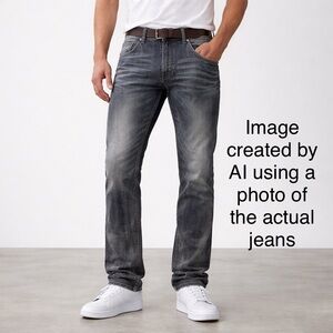 True Religion Geno Men’s Relaxed Slim 32 X 34 Washed Coal Grey Jeans 5 Pockets